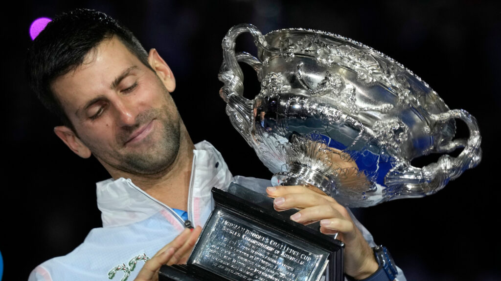 Djokovic with his 10th AO trophy 