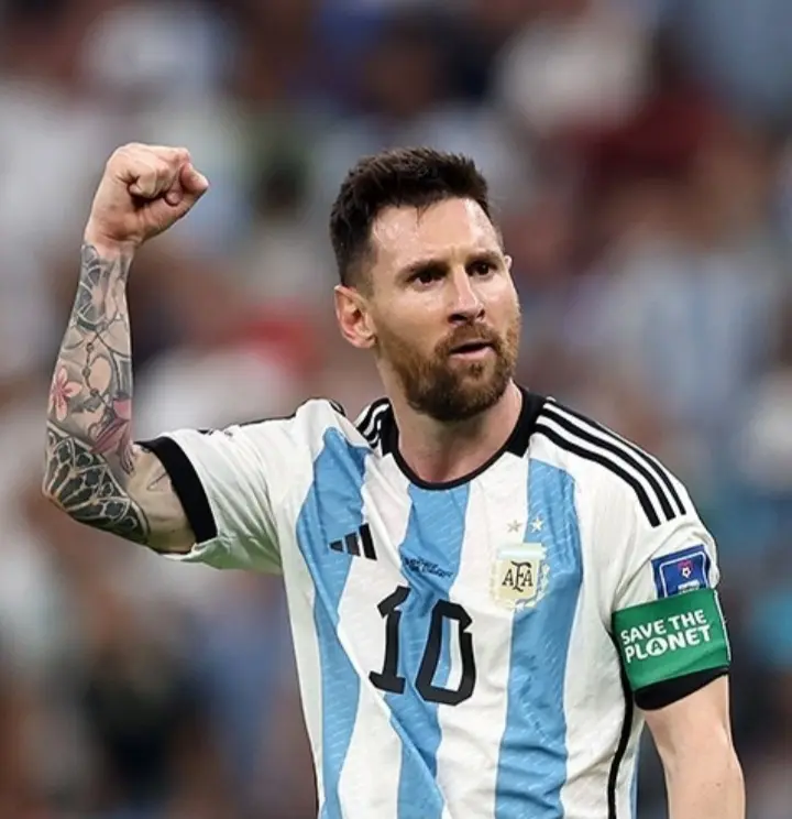 Lionel Messi with the Argentinian Shirt at the Qatar 2022 world cup