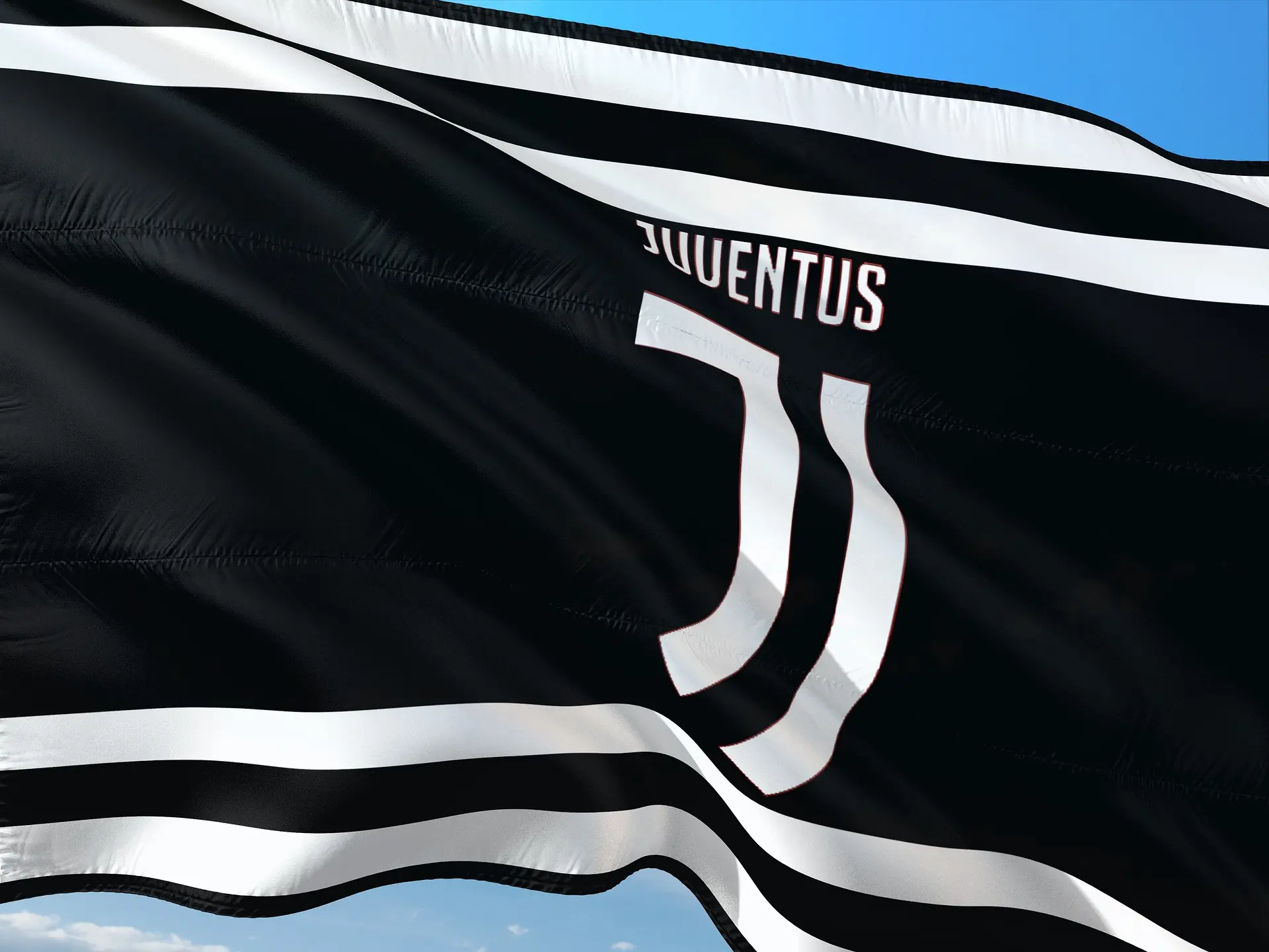 The Juventus logo on a flag