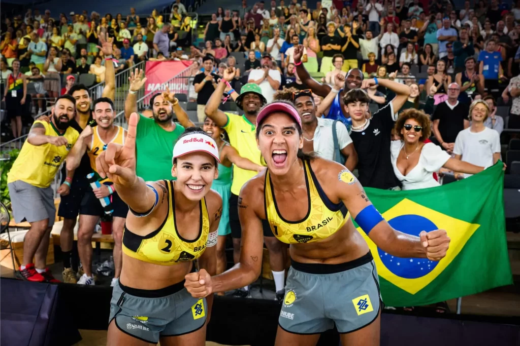 Duda and Ana Patrícia in the 2023 Elite 16 Volleyball world beach pro tour 