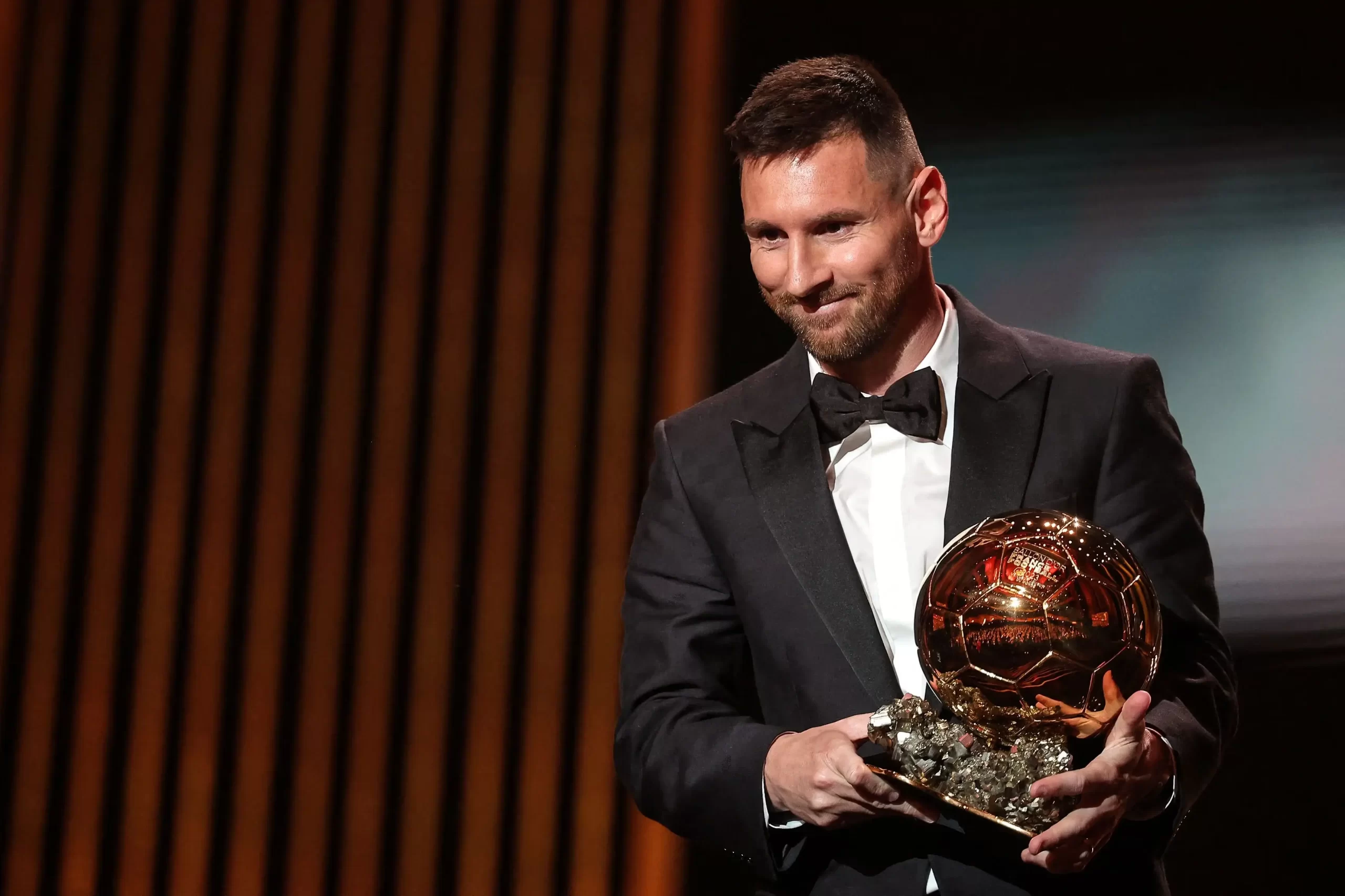 Lionel Messi with the Ballon d'Or 2023, his 8th Ballon d'Or