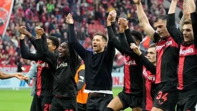 Bayer Leverkusen celebrating their victory over SV Werder and their first ever Bundesliga title with Xabi Alonso in as Head Coach