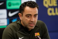 Xavi Hernandez in a press conference after he decided to stay in Barcelona until the end of his contract, 2025